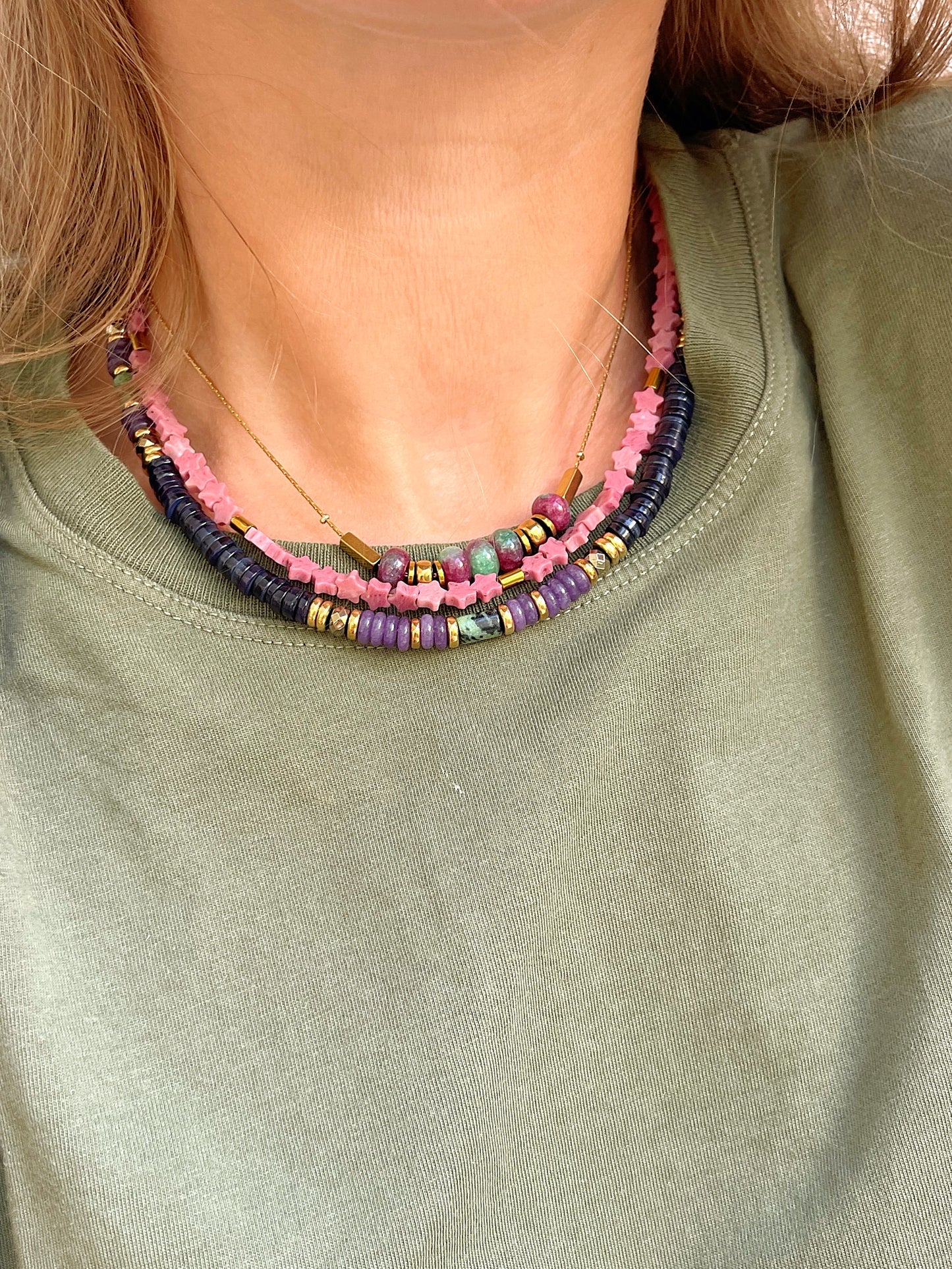 TESS + TITO Rhodonite + TONY Rubis zoïsite
