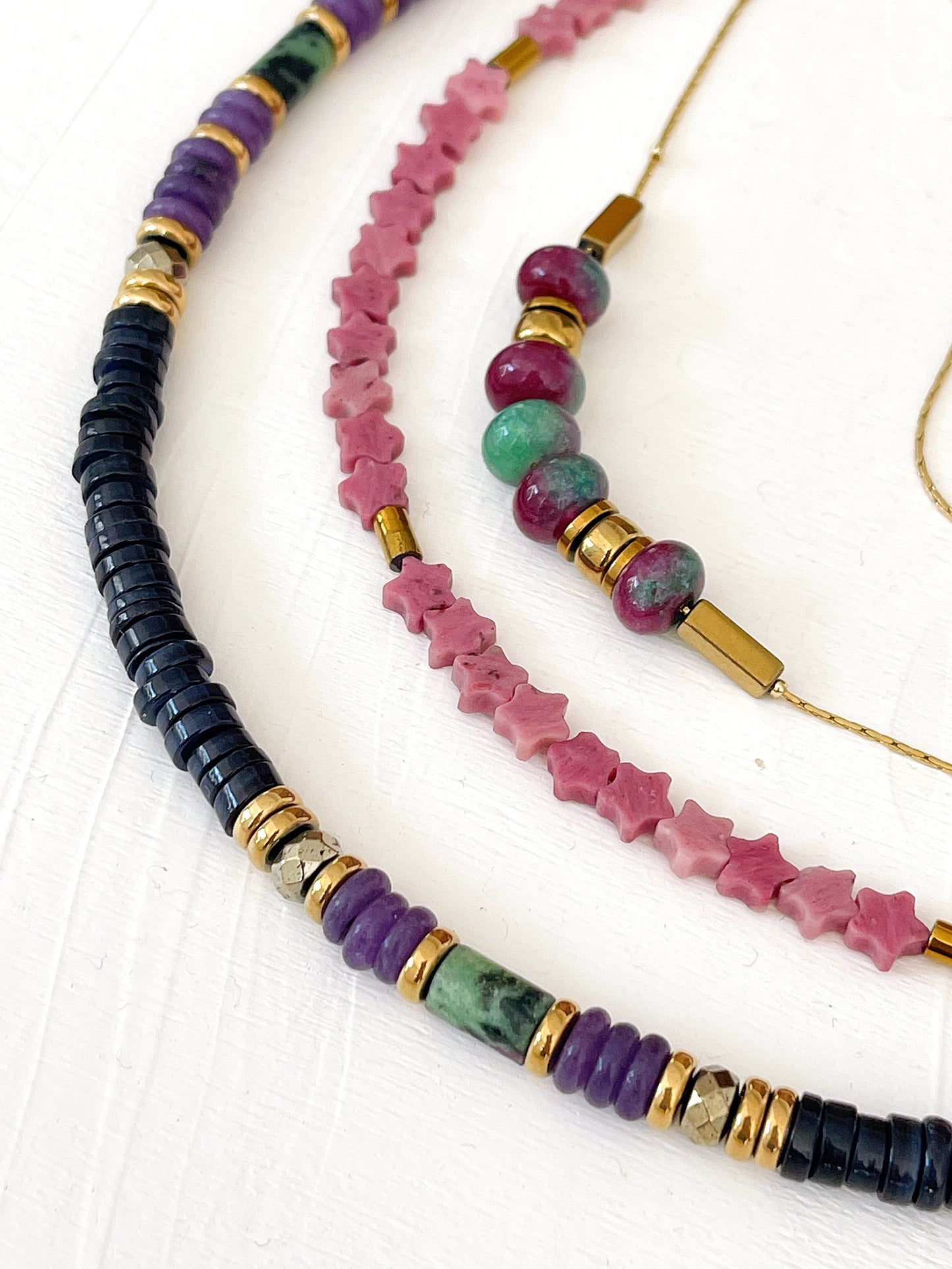 TESS + TITO Rhodonite + TONY Rubis zoïsite