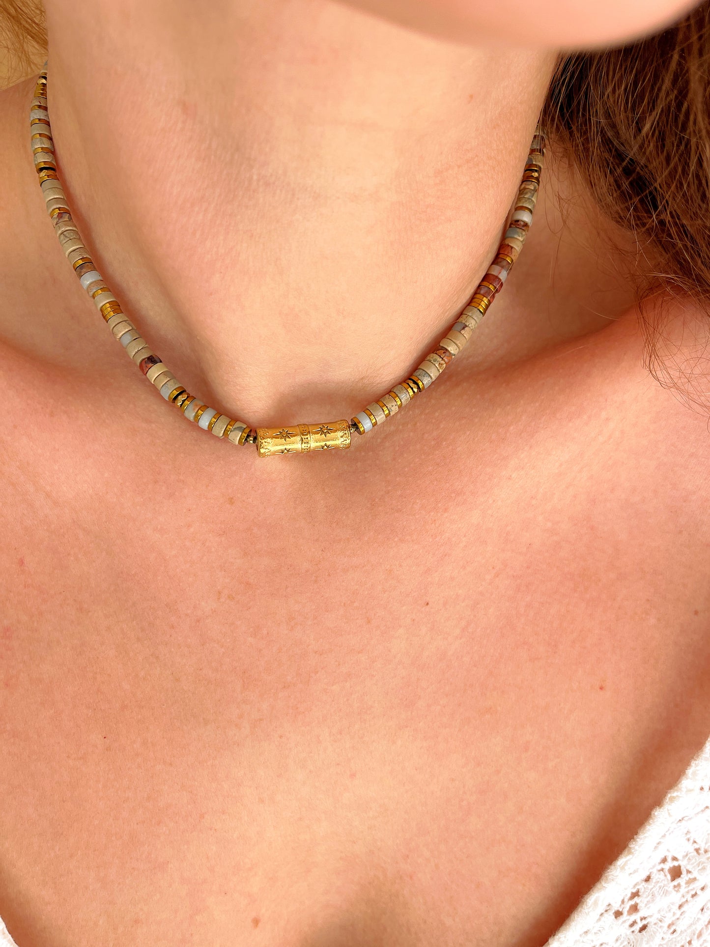 Collier SVEN - Jaspe aqua terra