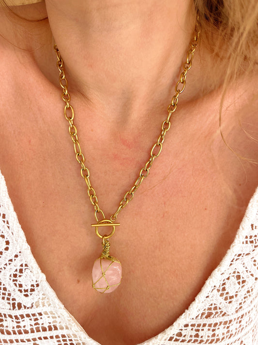 Collier LOLY - Quartz rose