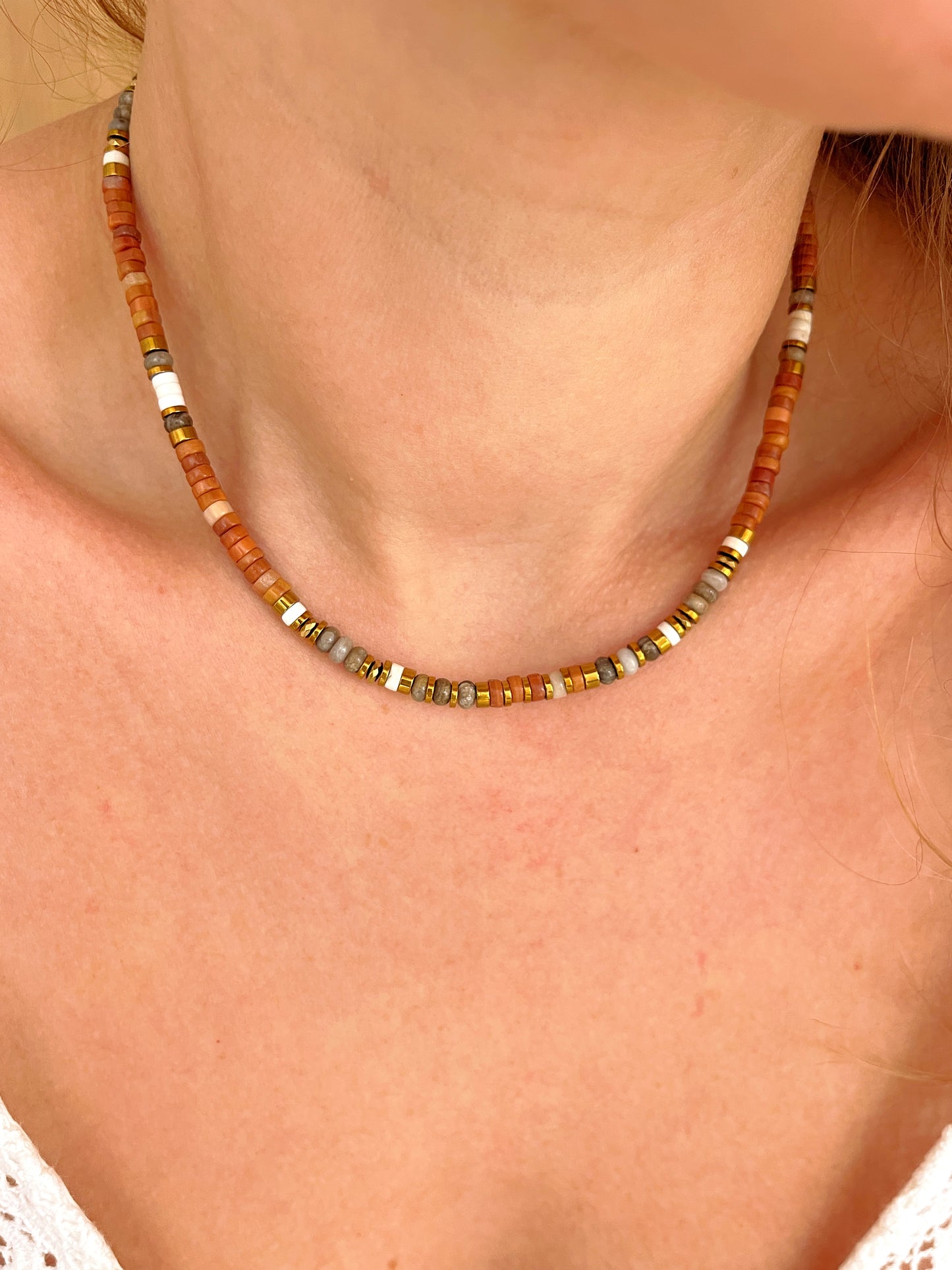Collier SILAS - Rhodonite caramel