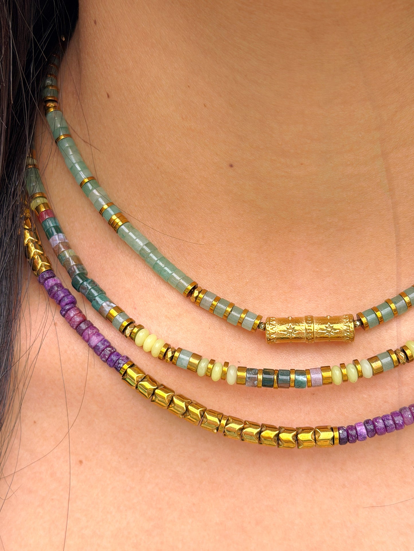 LOOK - SVEN Aventurine, SILAS Agate indienne, URIEL Lépidolite