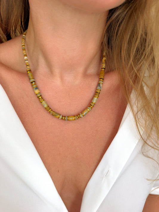 Collier VOLTAIRE - Agate dentelle