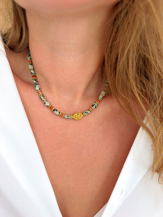 Collier TALINE - Jaspe dalmatien