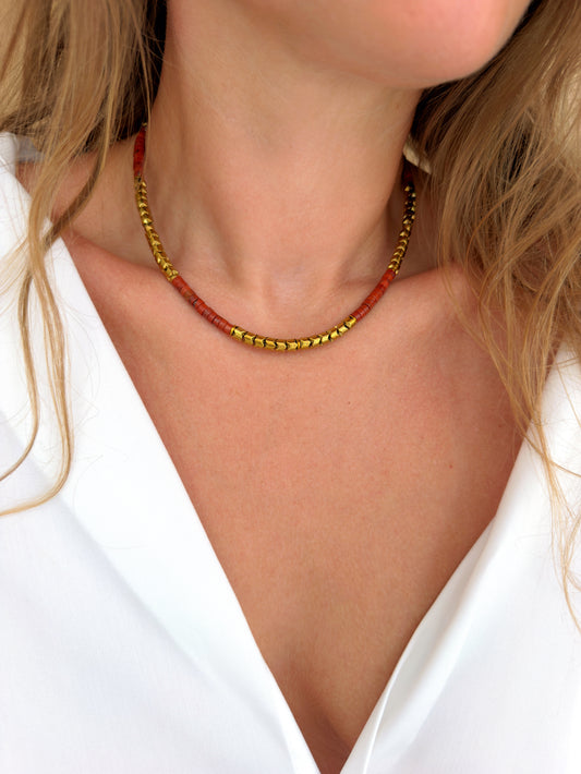 Collier URIEL - Jaspe rouge