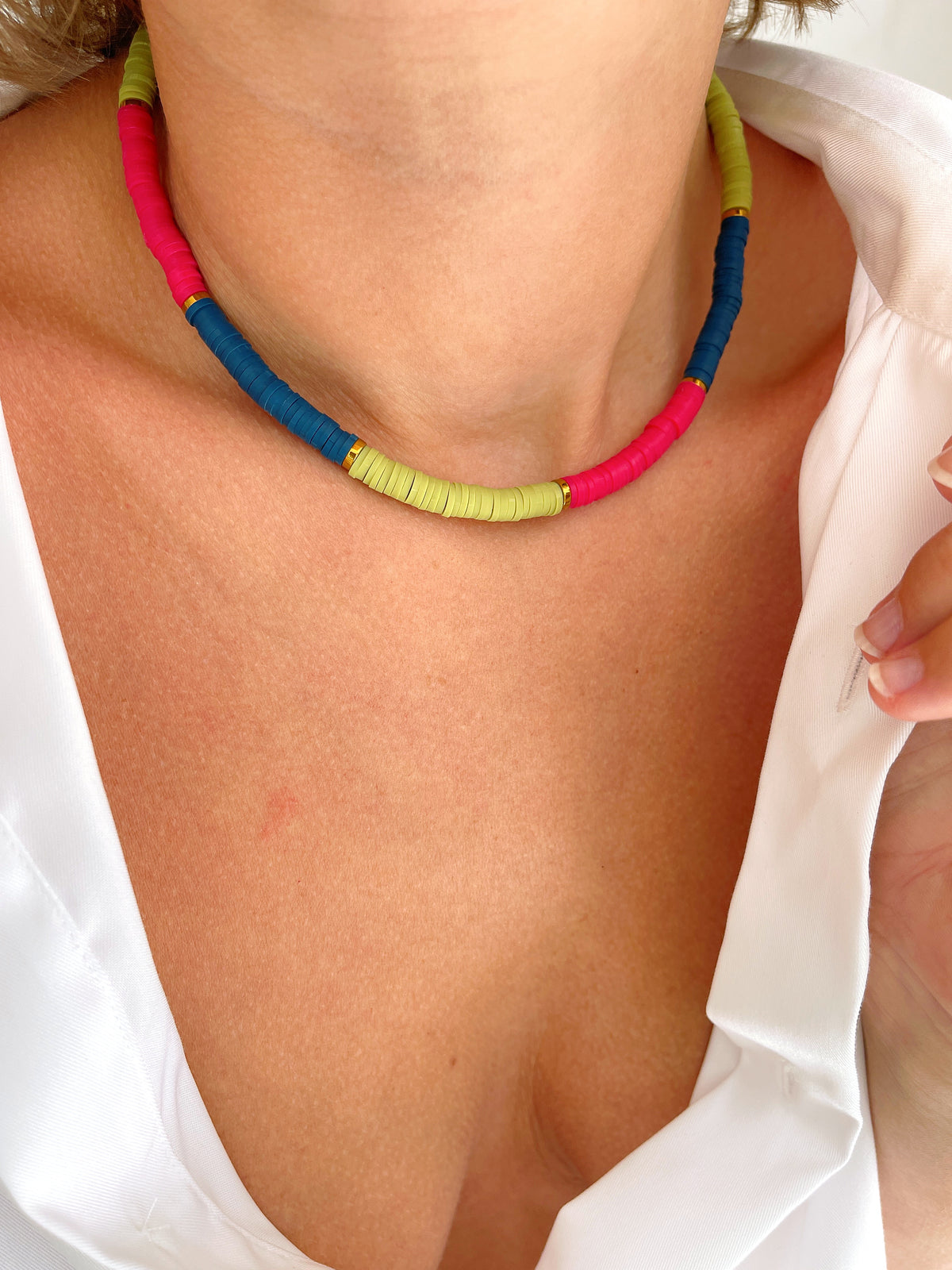 Collier ROMANE - cerise/ pistache