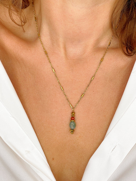 Collier LORETTE - Jaspe rouge