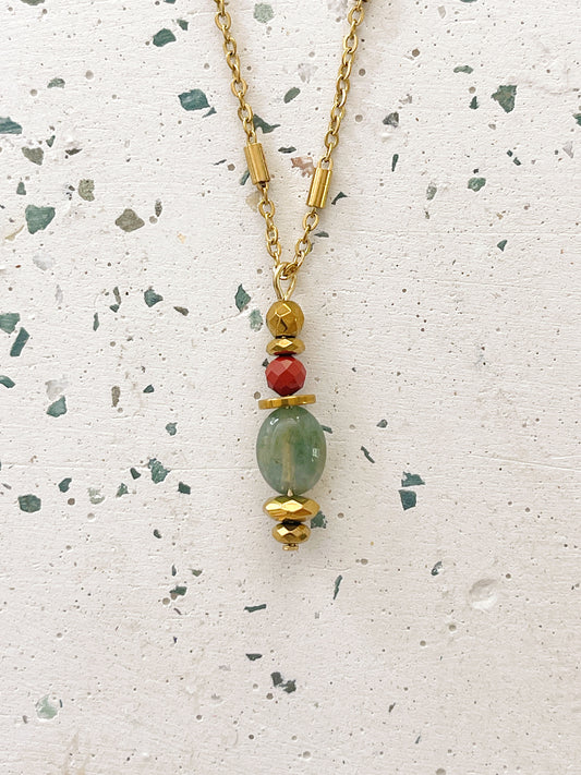 Collier LORETTE - Jaspe rouge