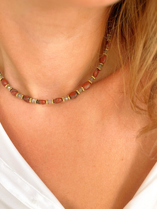 Collier TALINE - Jaspe rouge