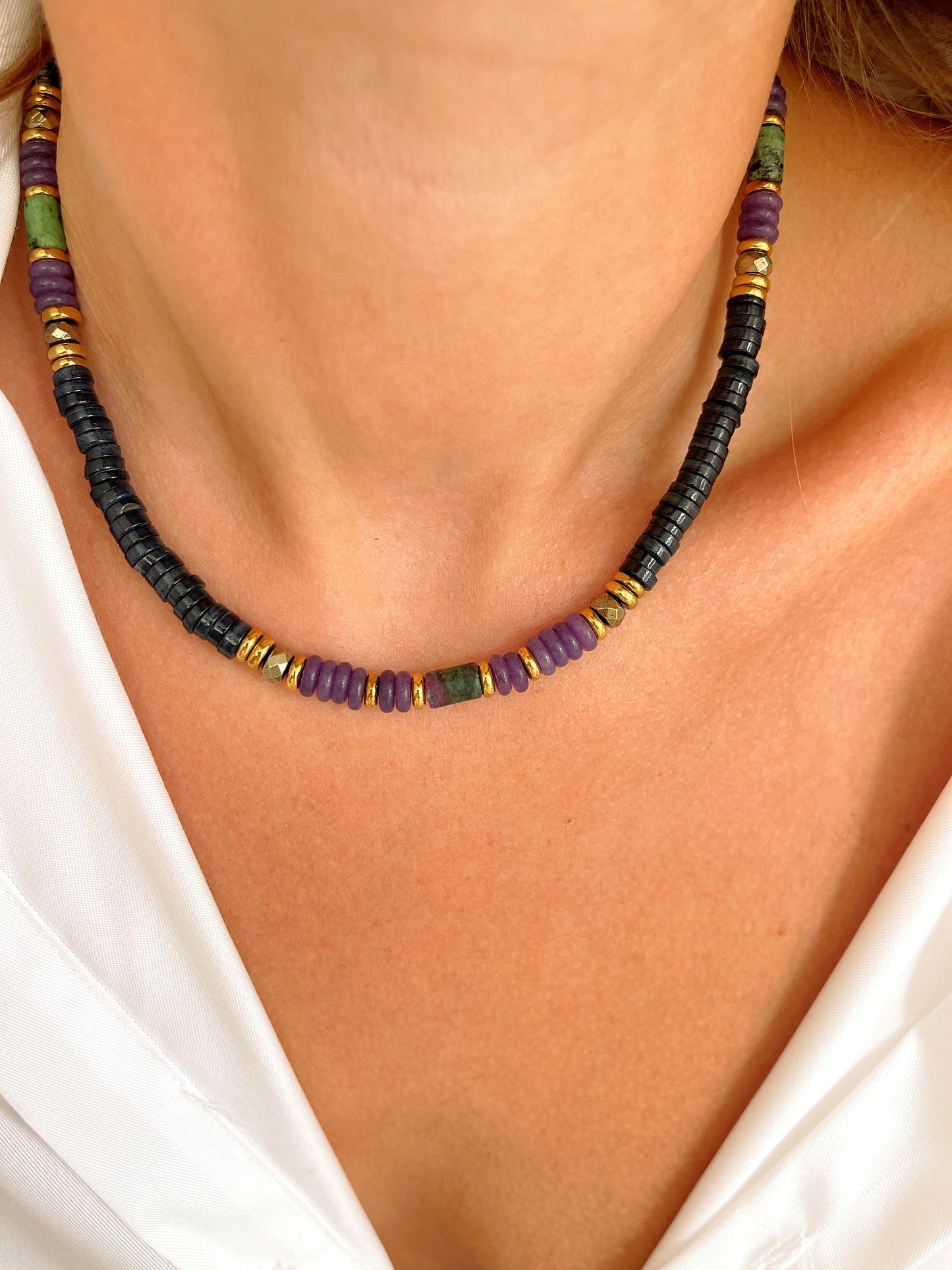 Collier TONY - Rubis zoïsite