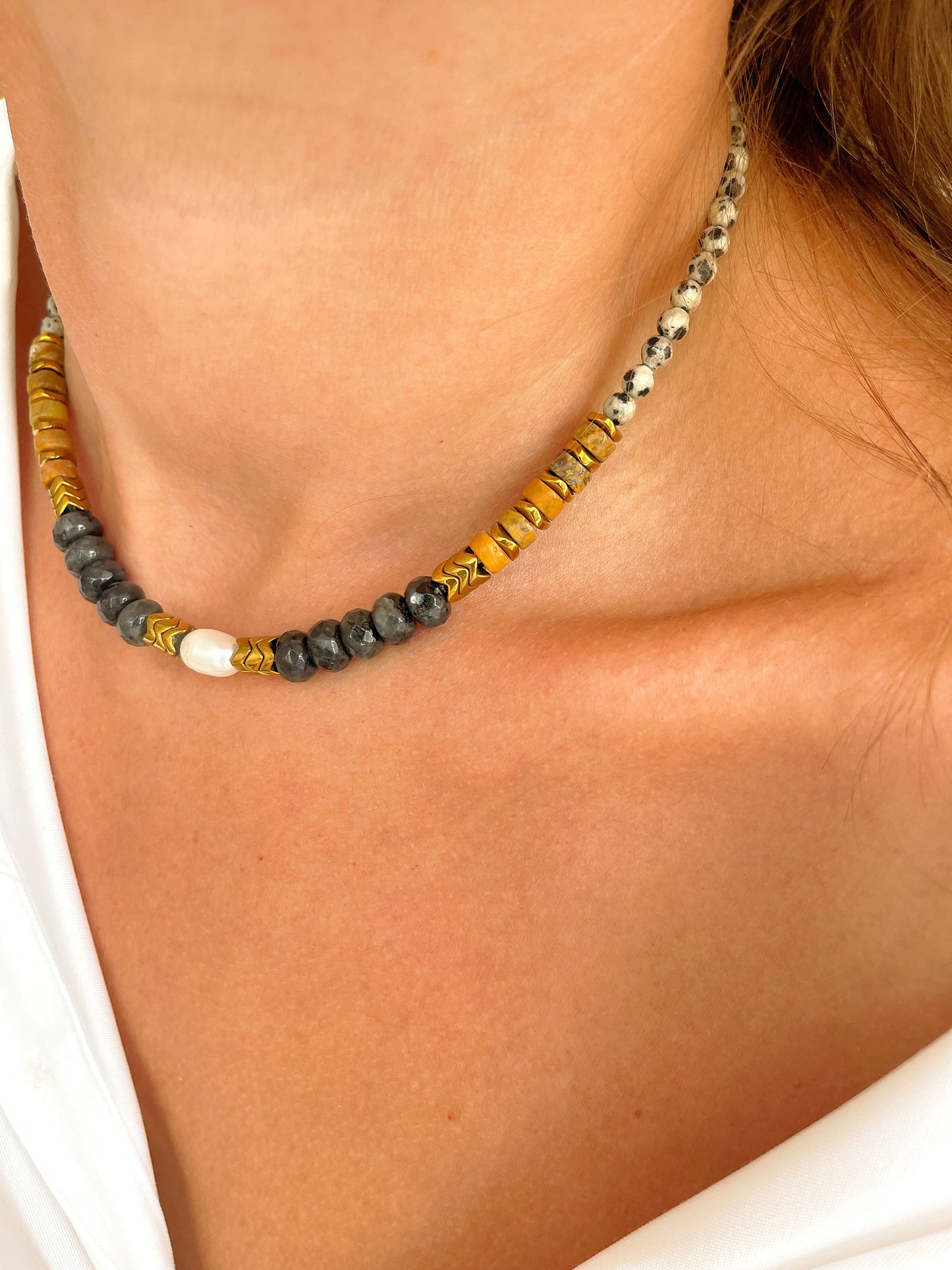 Collier OCTAVE - Jaspe dalmatien