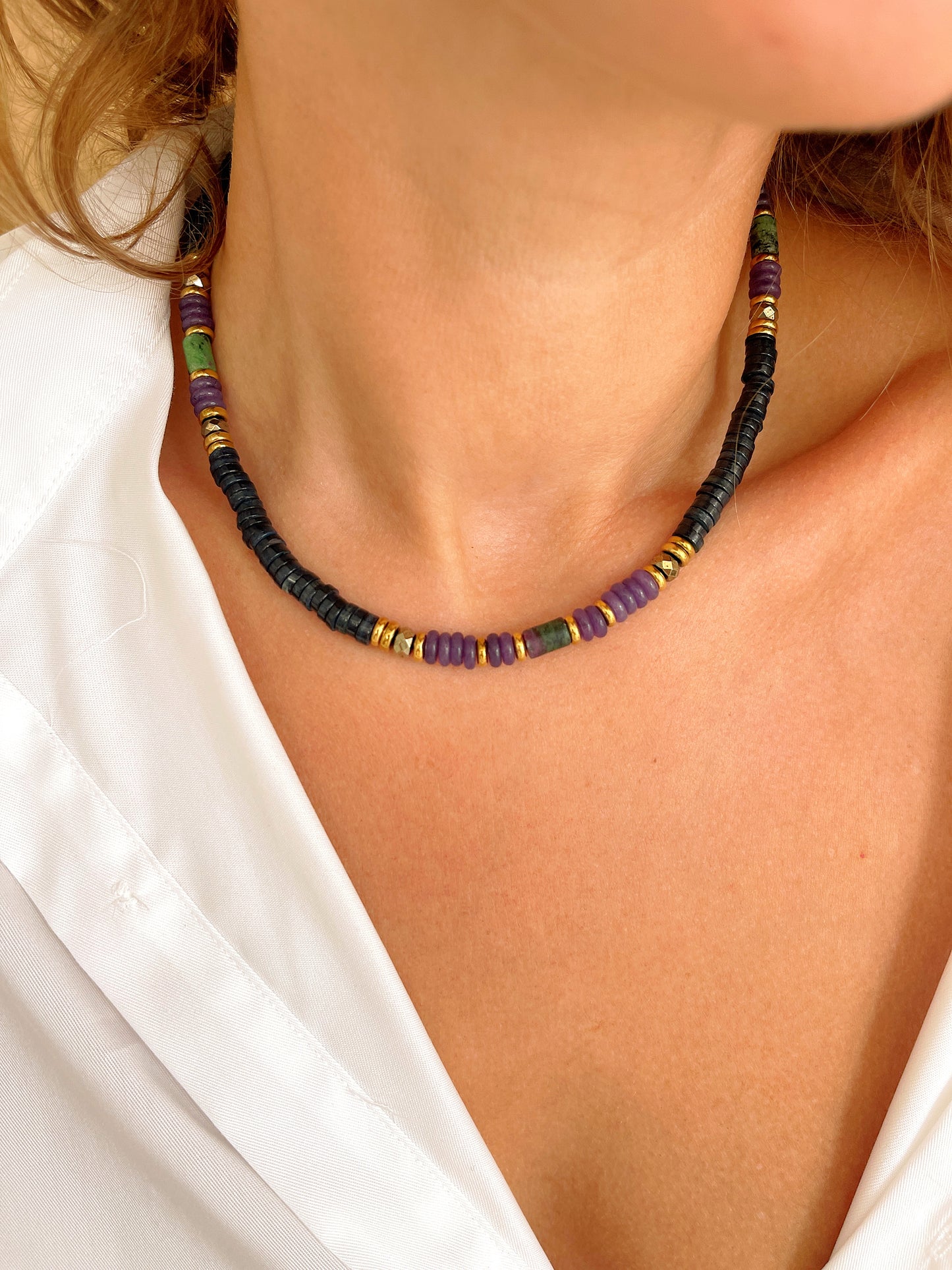 Collier TONY - Rubis zoïsite