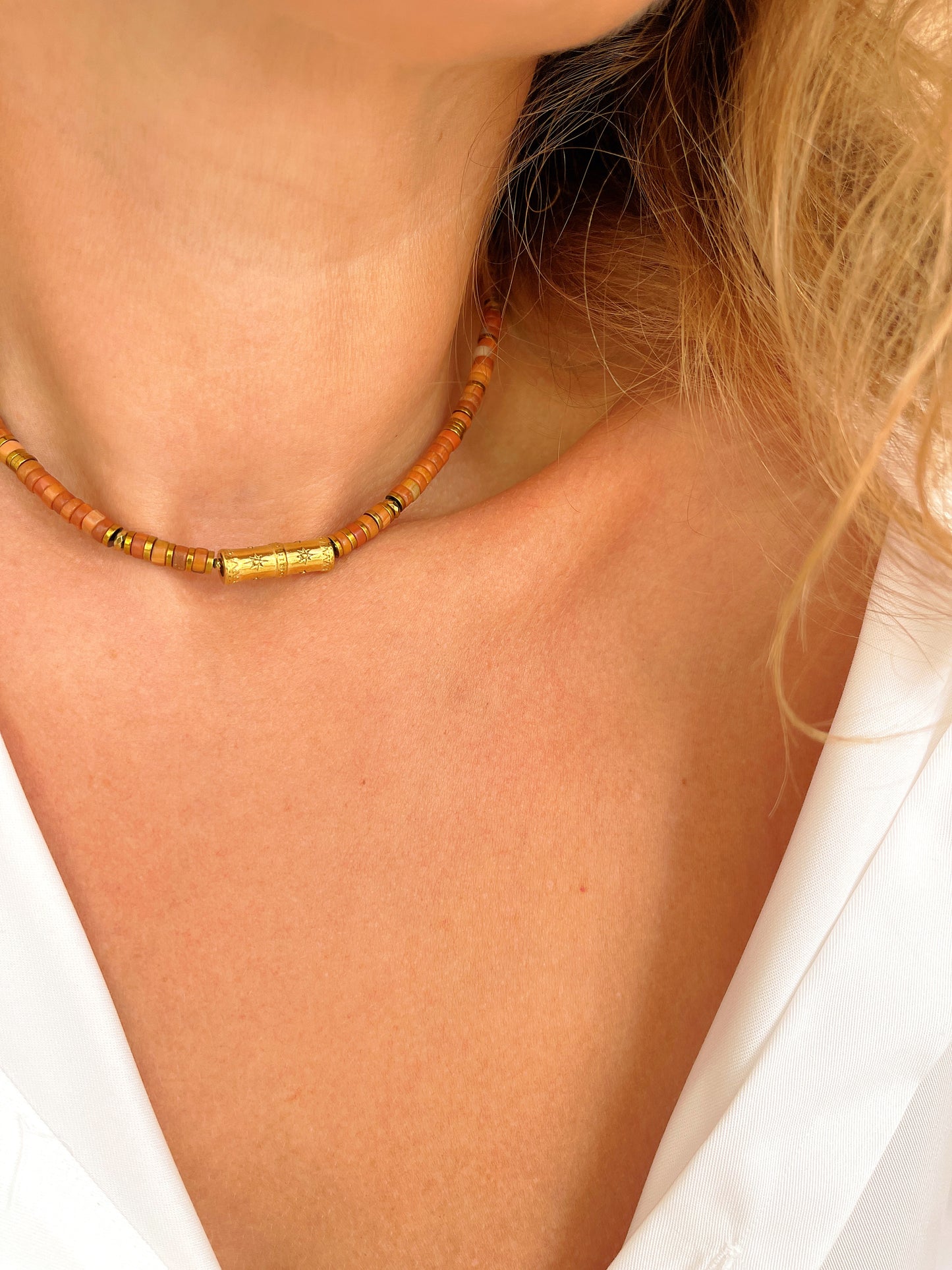 Collier SVEN - Rhodonite caramel
