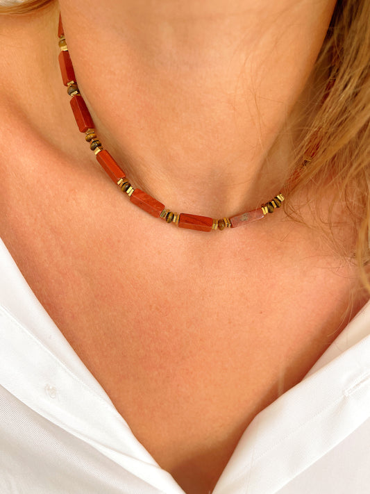 Collier THEOPHILE - Jaspe rouge