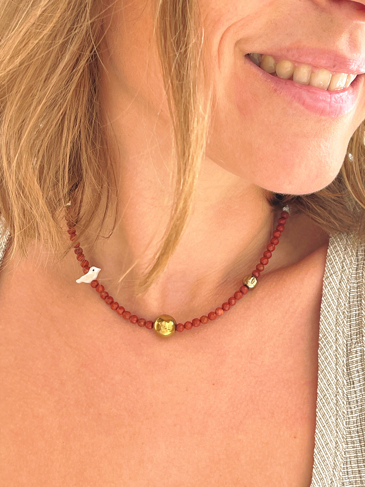 Collier SUZY - Jaspe rouge