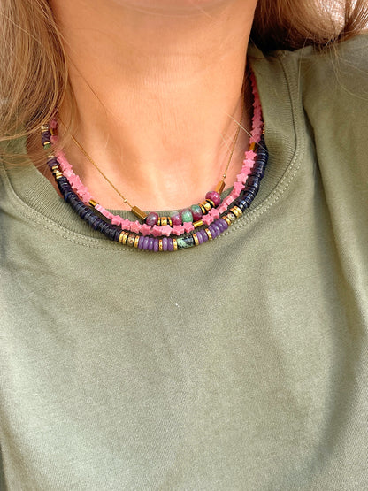 TESS + TITO Rhodonite + TONY Rubis zoïsite