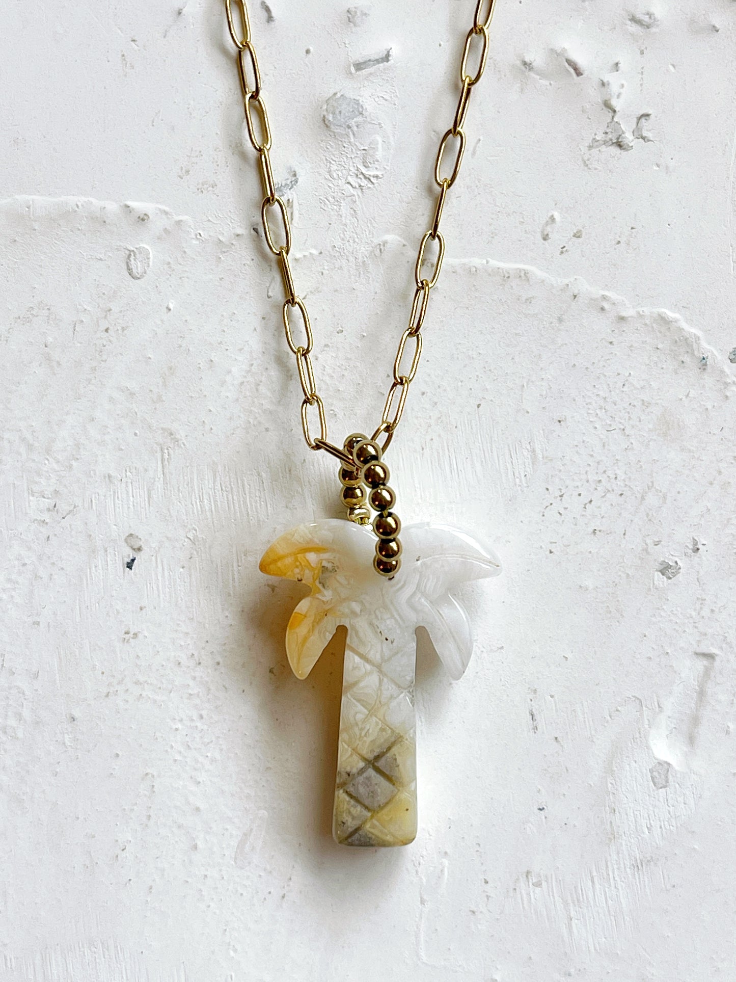 Collier USAMY long - Agate folle