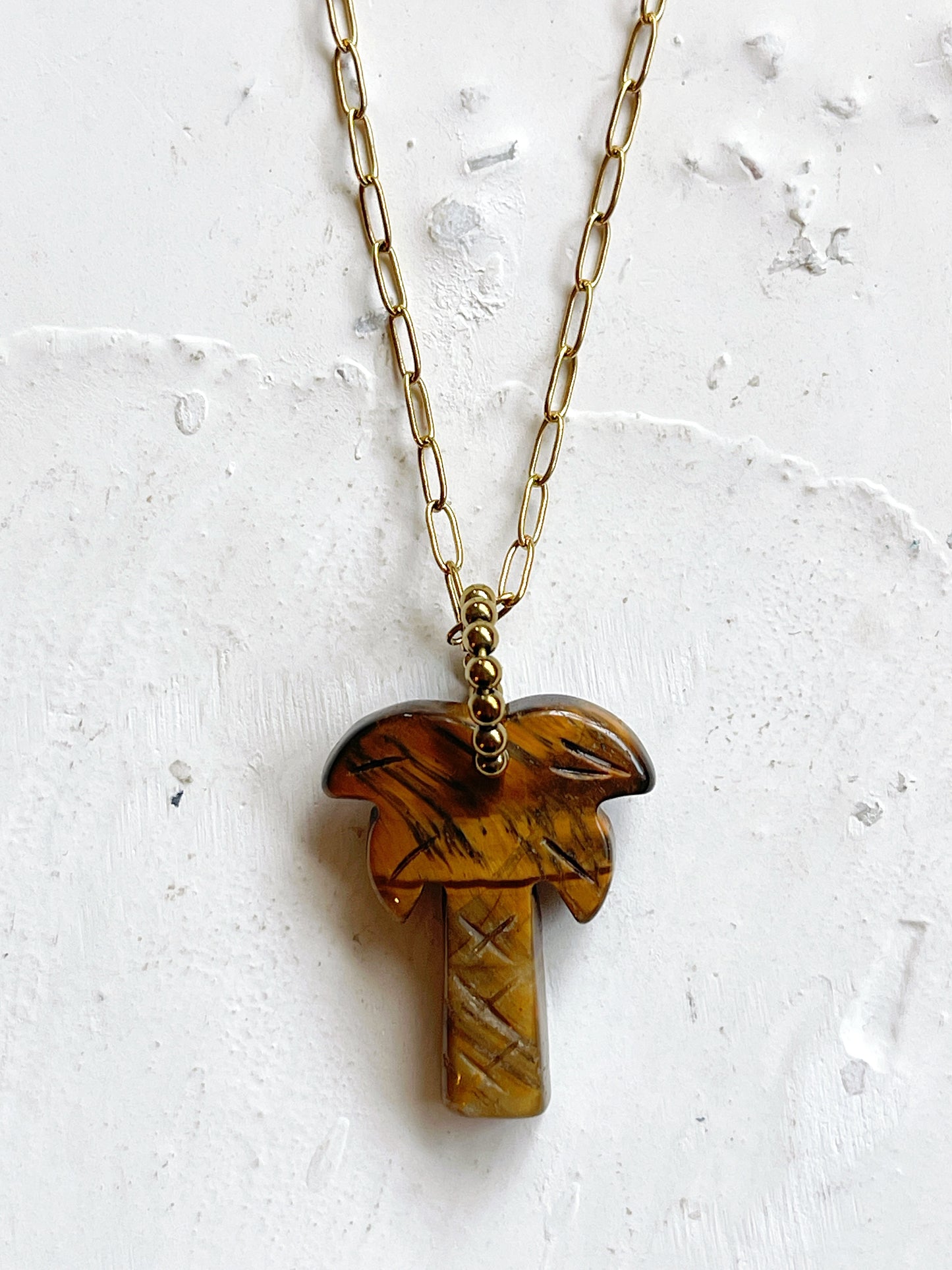 Collier USAMY court - Oeil de tigre