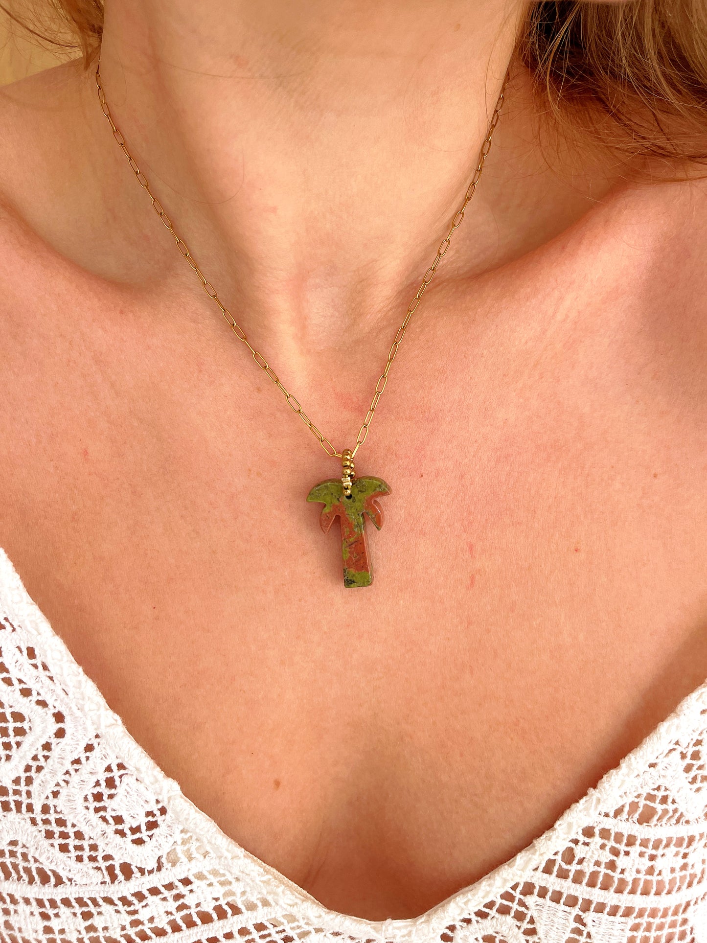 Collier USAMY court - Unakite