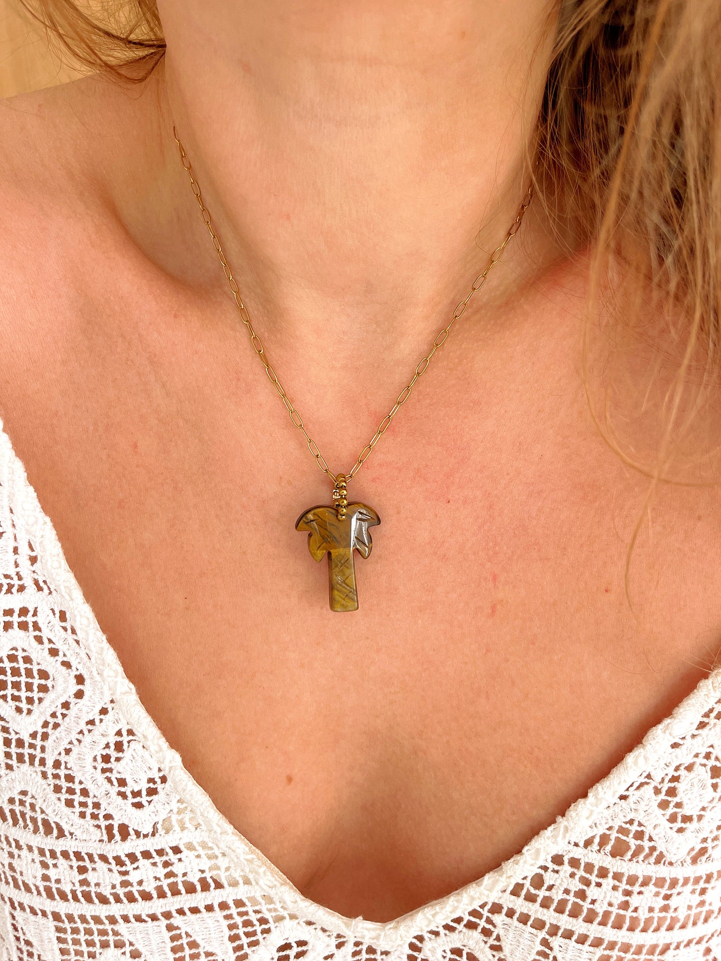 Collier USAMY court - Oeil de tigre