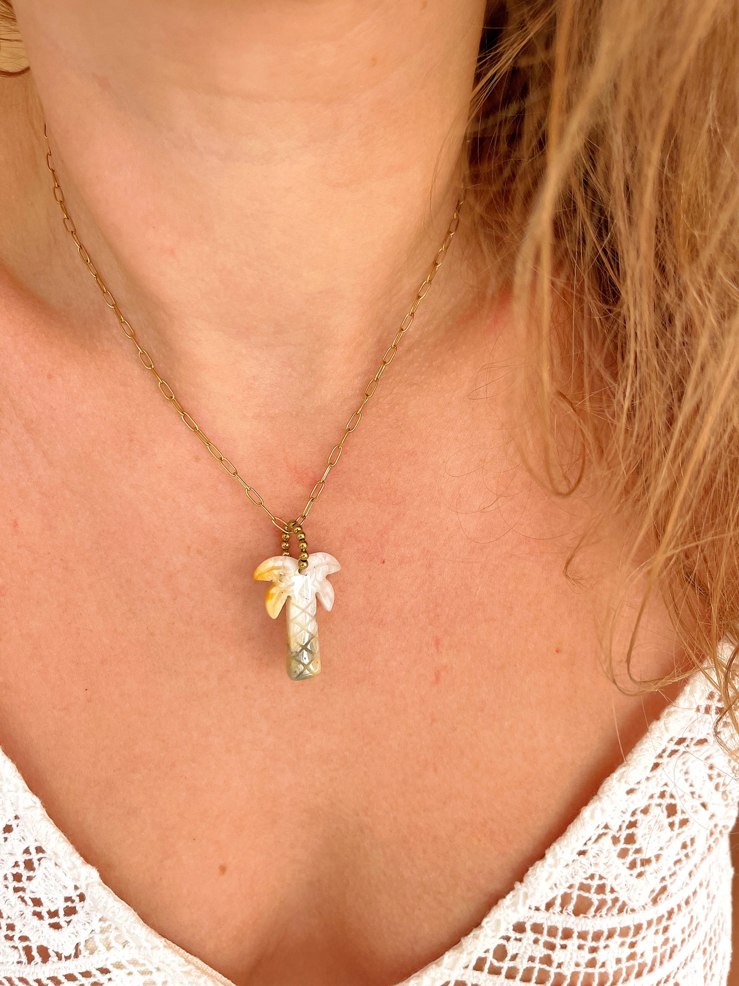 Collier USAMY court - Agate folle
