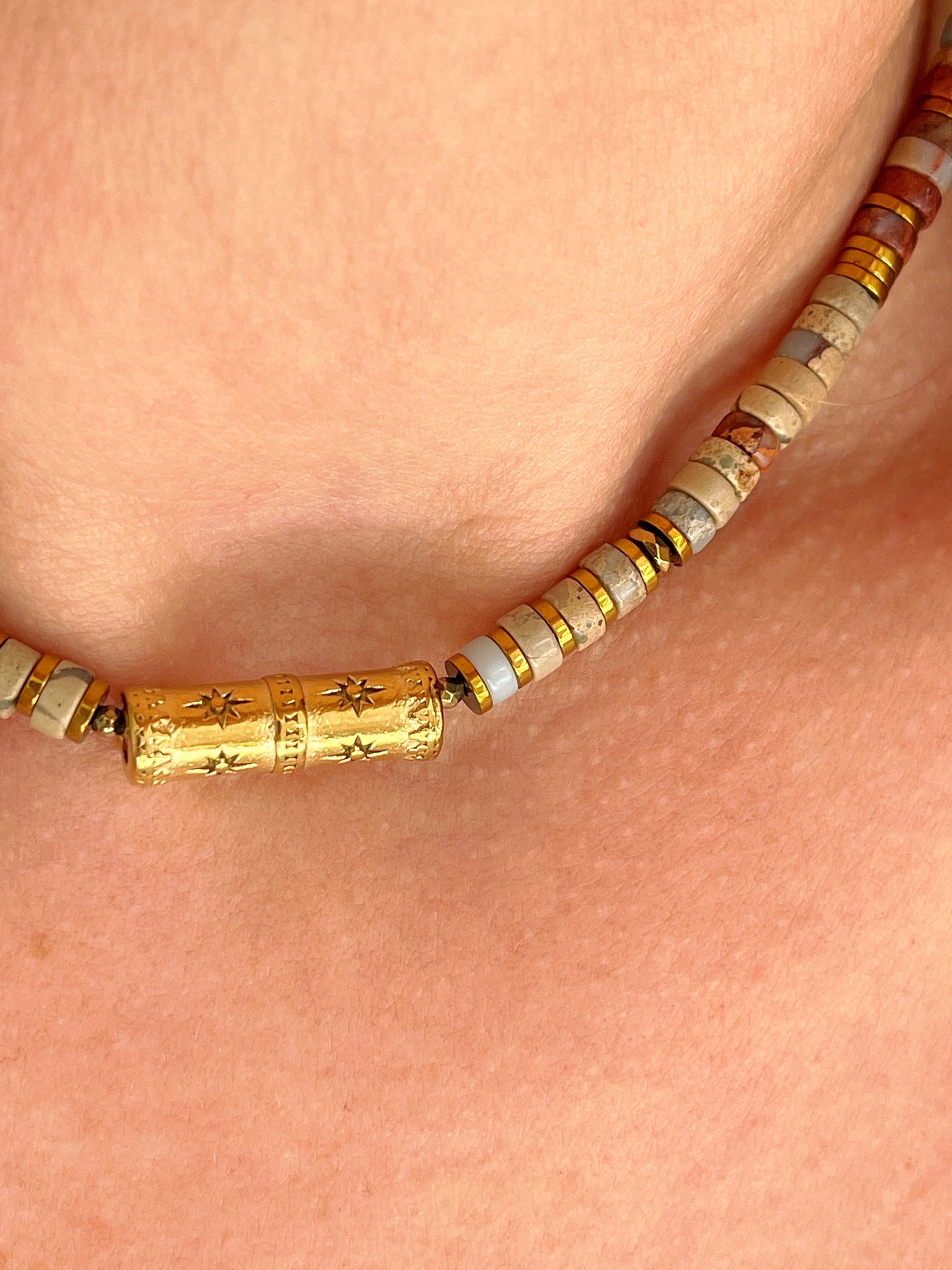 Collier SVEN - Jaspe aqua terra