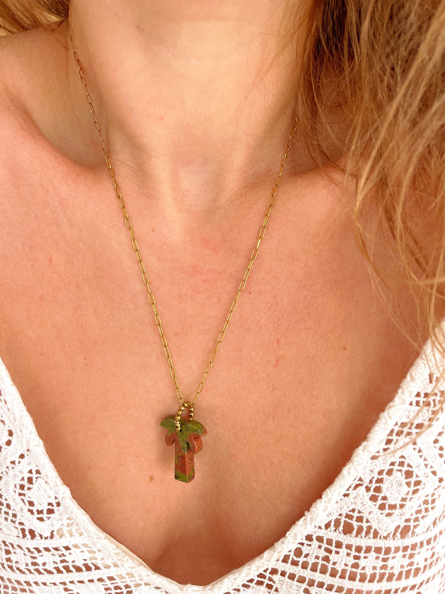 Collier USAMY long - Unakite