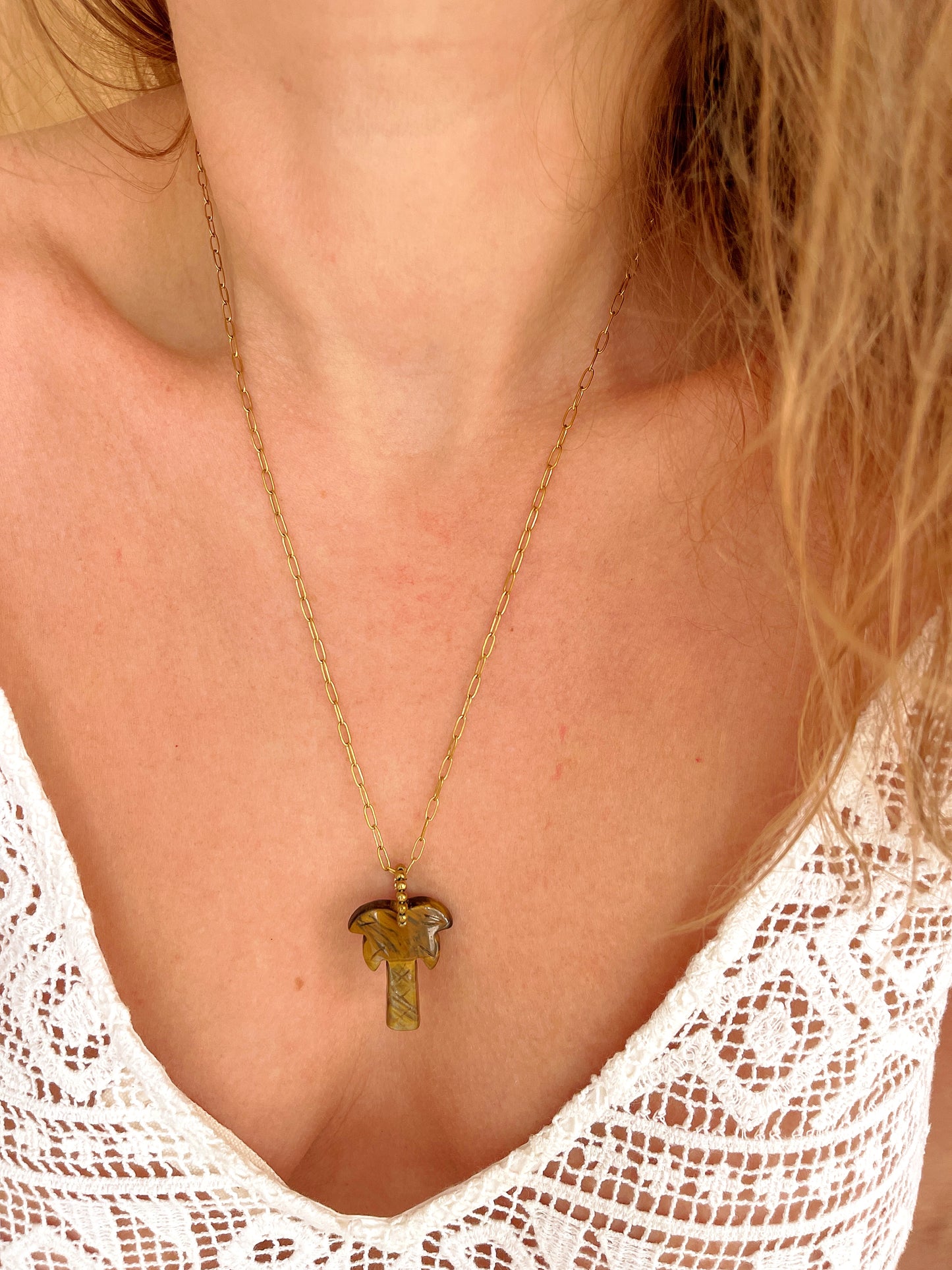 Collier USAMY long - Oeil de tigre