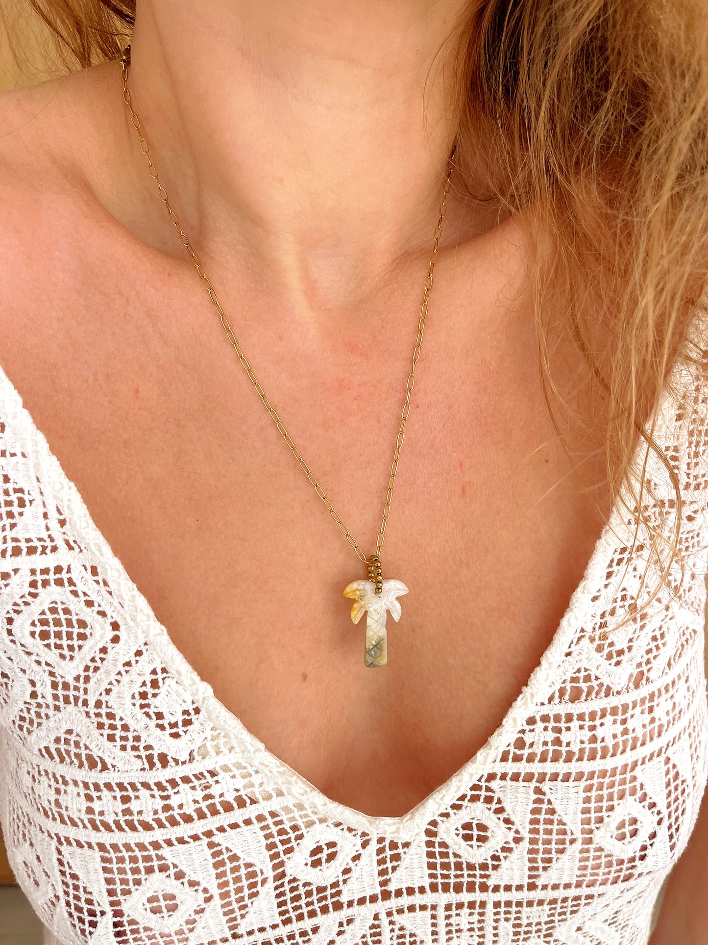 Collier USAMY long - Agate folle