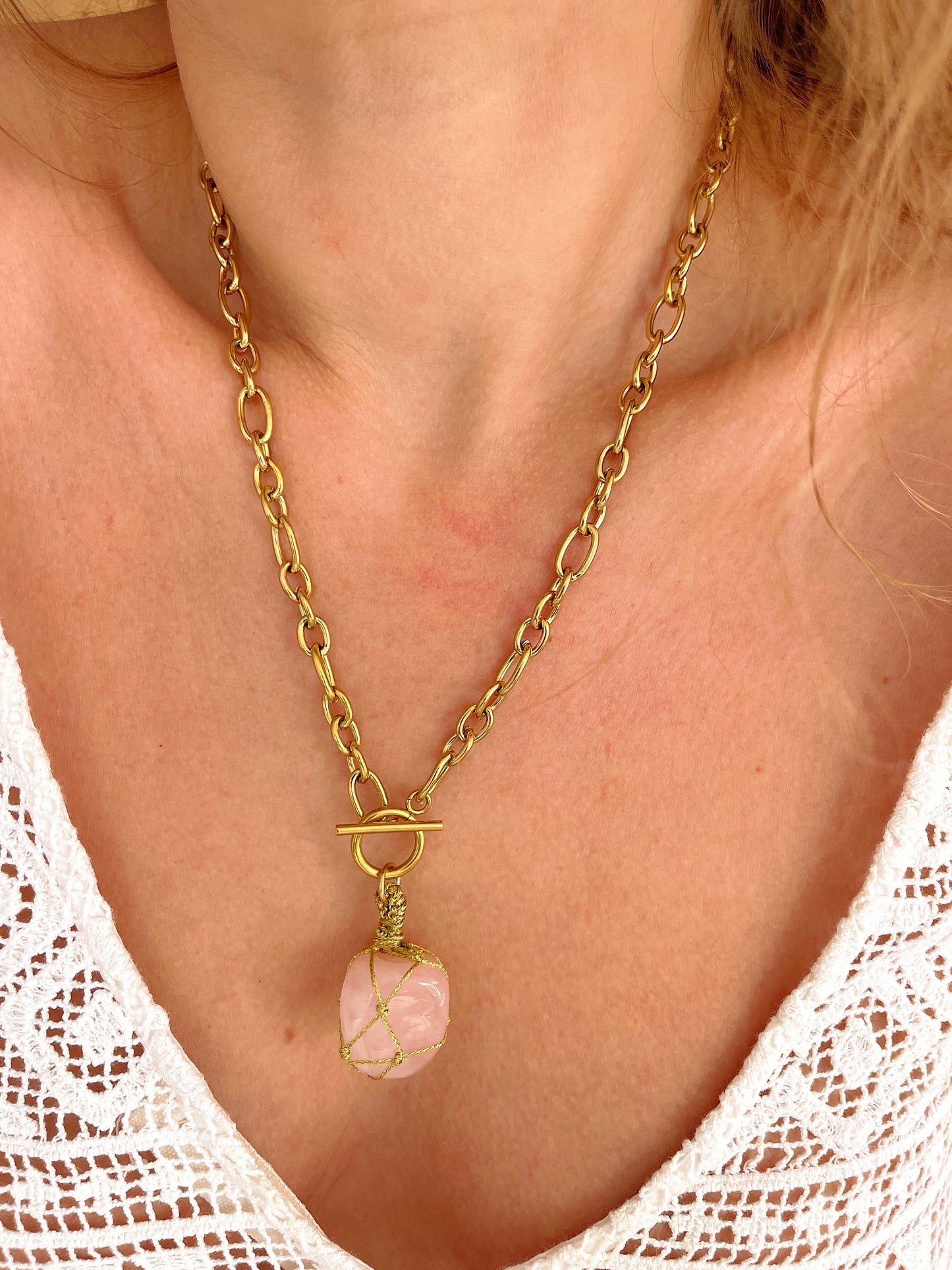 Collier LOLY - Quartz rose