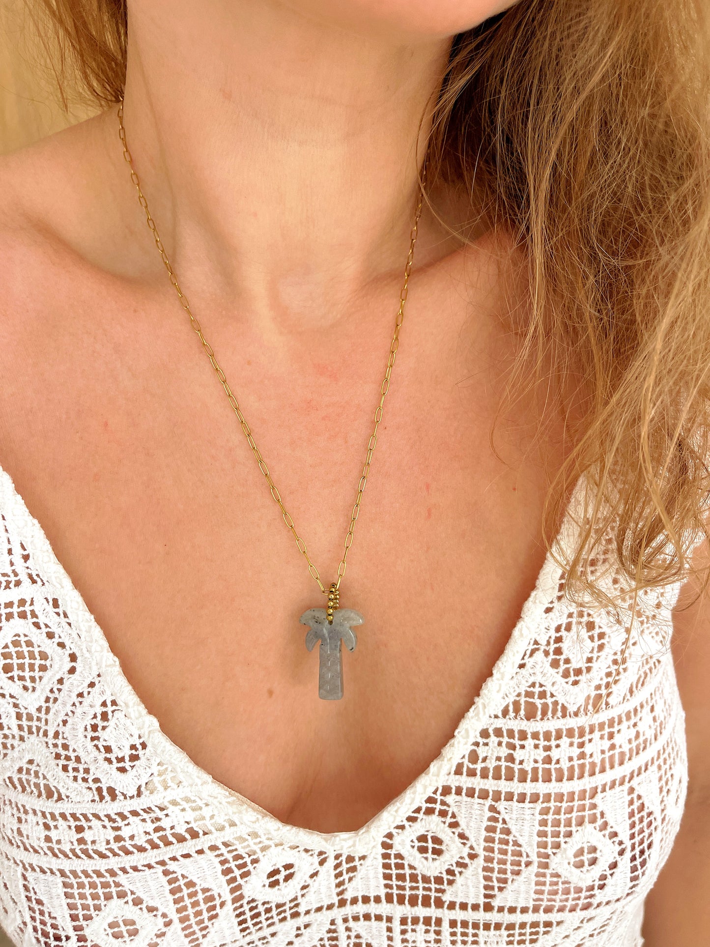 Collier USAMY long - Larvakite