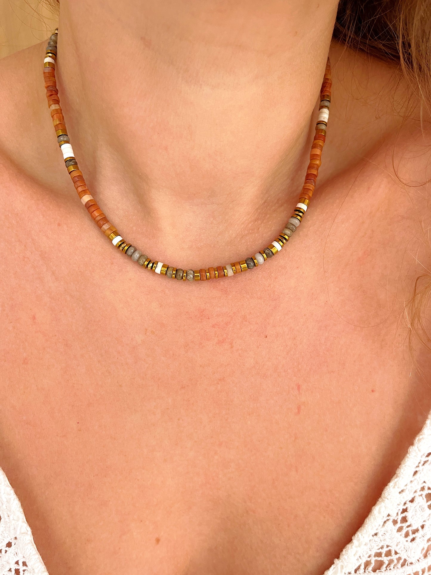 Collier SILAS - Rhodonite caramel