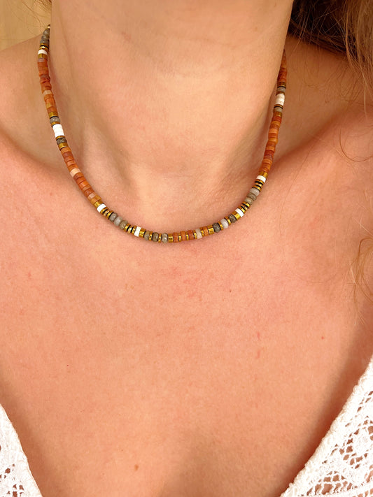 Collier SILAS - Rhodonite caramel
