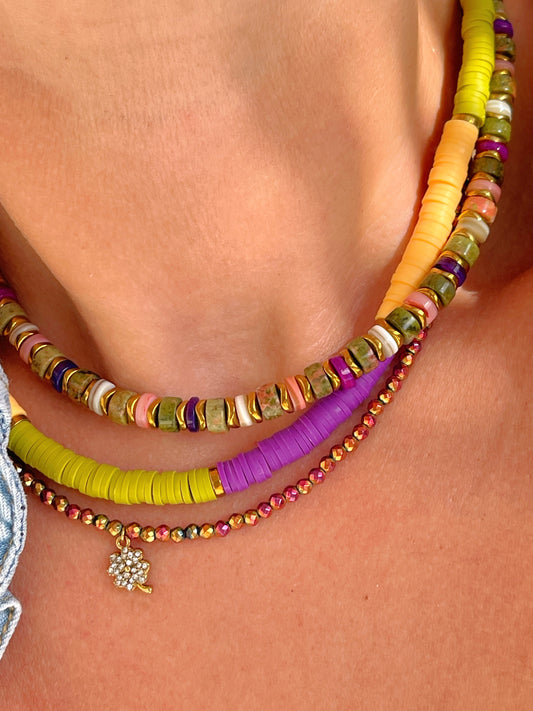 Collier ROMANE - mousse/ violet