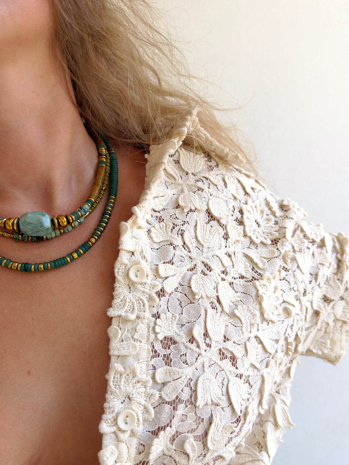 LOOK - VITO turquoise africaine, VARO amazonite, VINNIO aventurine verte