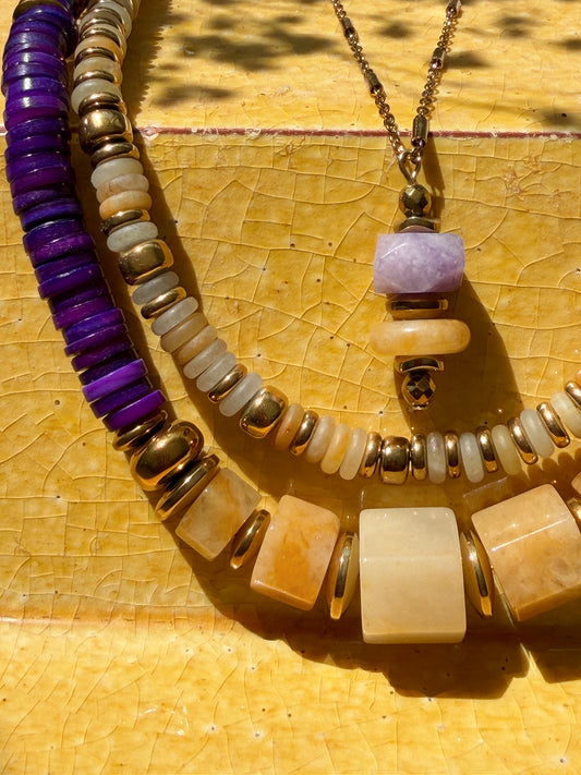LOOK - VICENS purple, VINNIO jade topaze, LORETTE Valldemossa