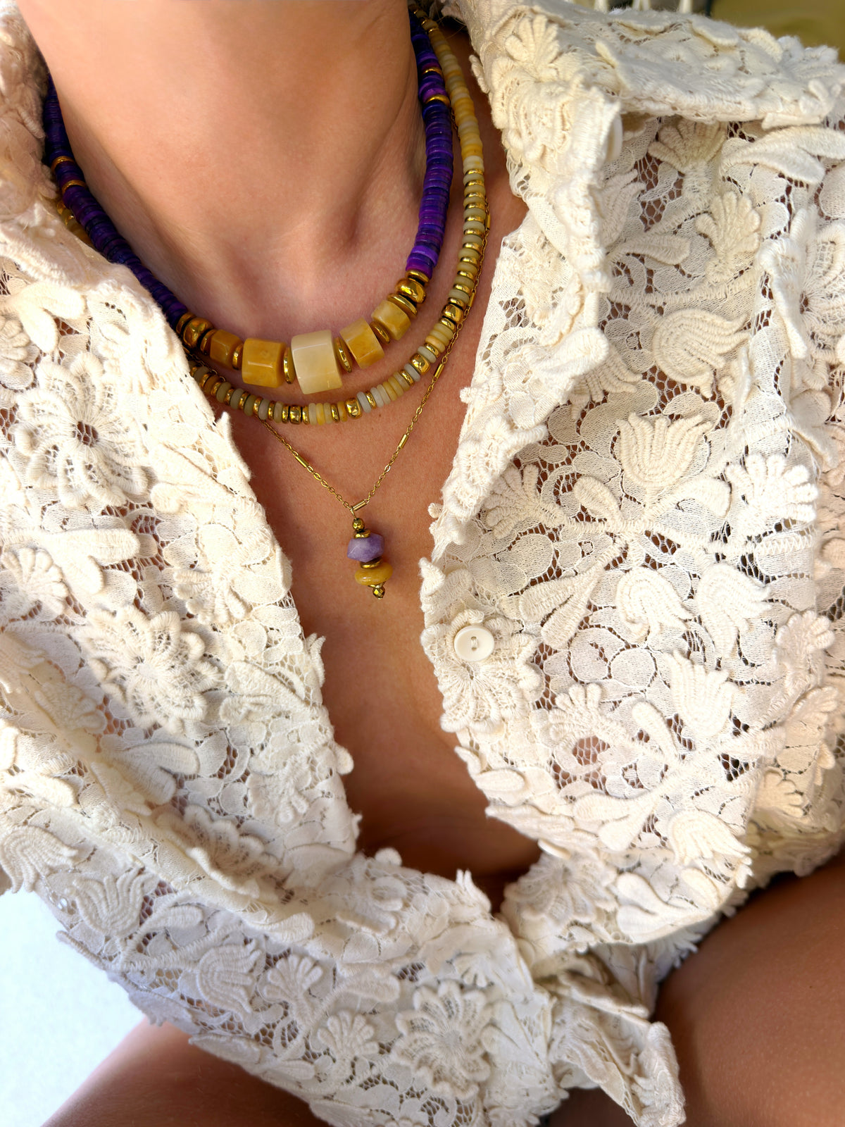 LOOK - VICENS purple, VINNIO jade topaze, LORETTE Valldemossa