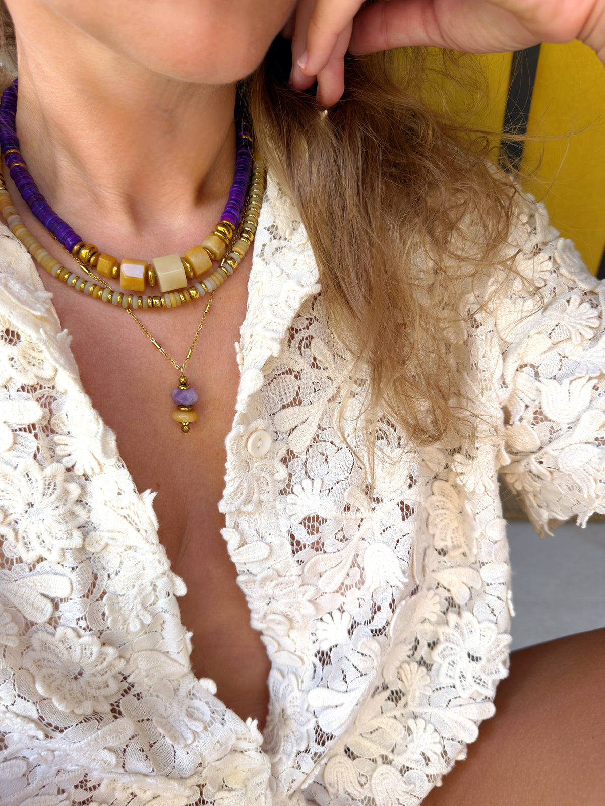 LOOK - VICENS purple, VINNIO jade topaze, LORETTE Valldemossa