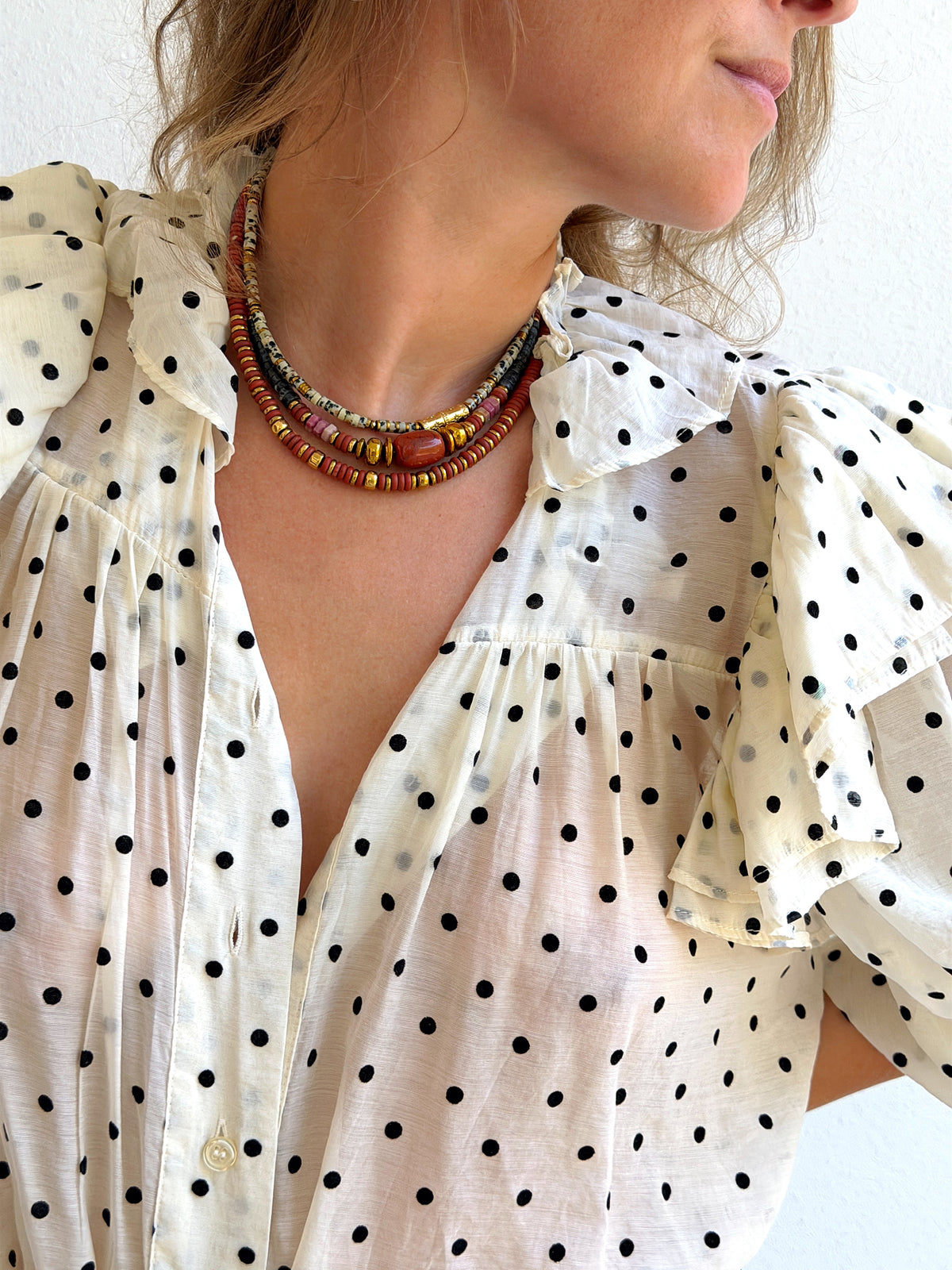 LOOK - SVEN jaspe dalmatien, VARO jaspe rouge, VINNIO jaspe rouge