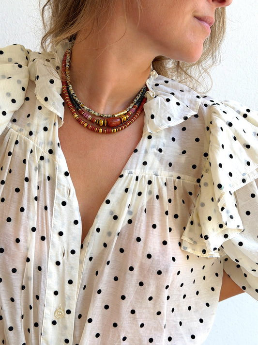 LOOK - SVEN jaspe dalmatien, VARO jaspe rouge, VINNIO jaspe rouge