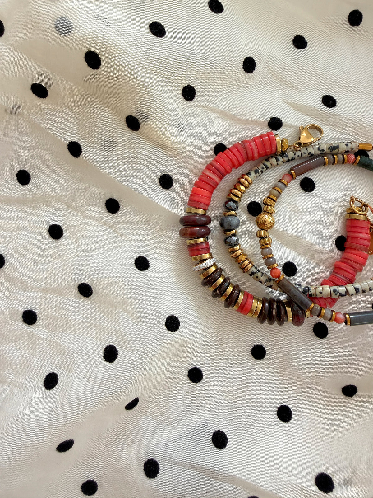 LOOK - VÉNUS red, JAJA jaspe dalmatien, VOLIA agate indienne