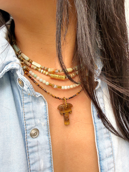 LOOK - THEOPHILE Amazonite, SVEN Jaspe aqua terra, URBA Amazonite, UNAE Oeil de tigre