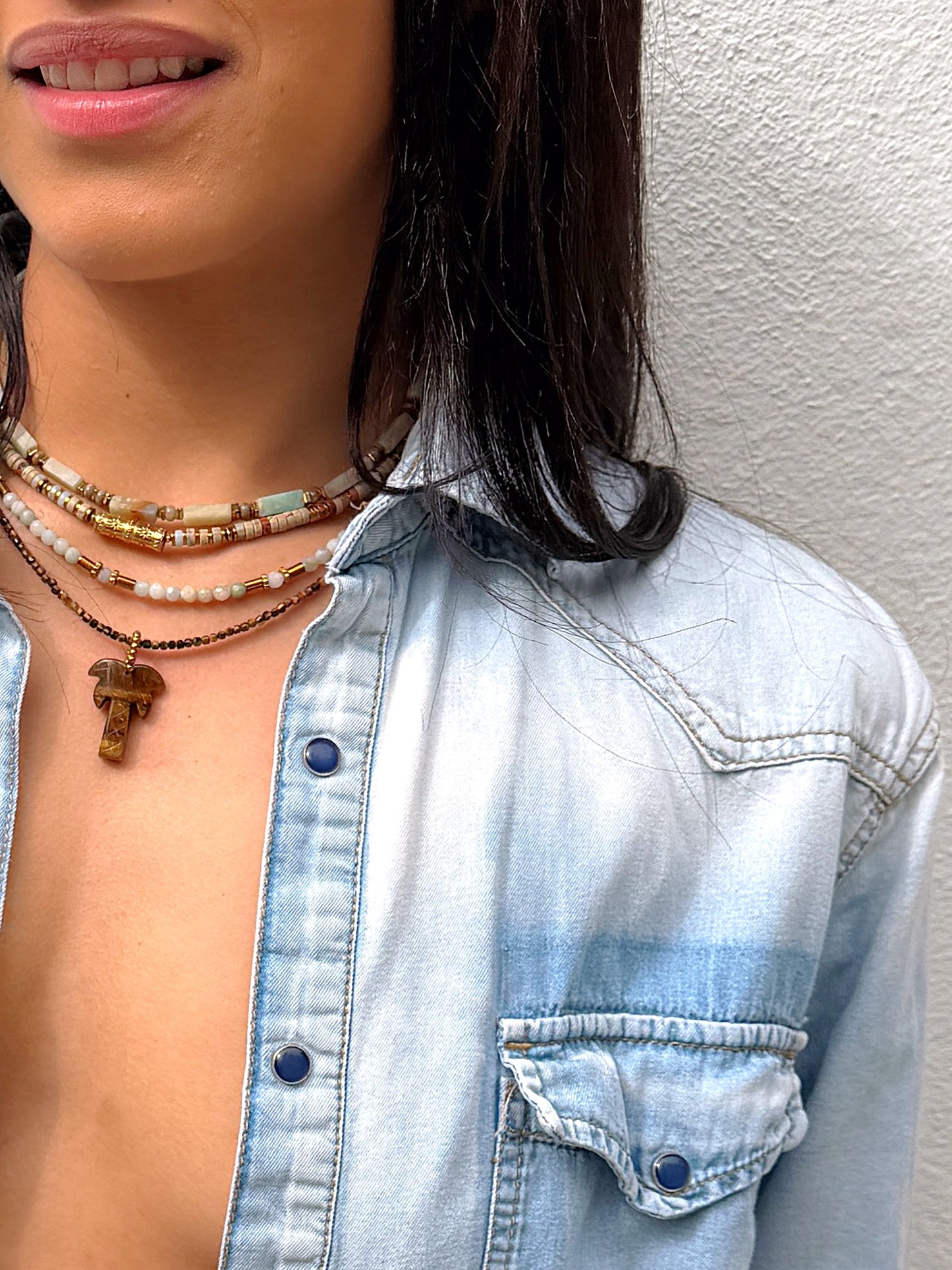 LOOK - THEOPHILE Amazonite, SVEN Jaspe aqua terra, URBA Amazonite, UNAE Oeil de tigre