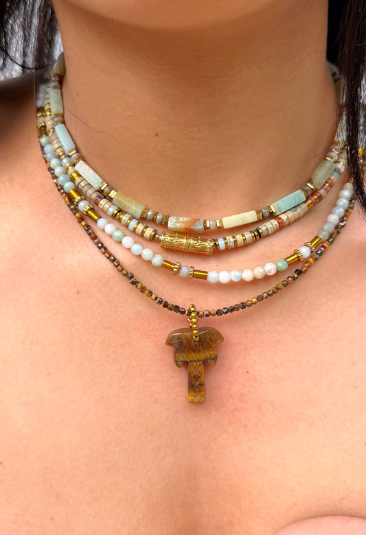 LOOK - THEOPHILE Amazonite, SVEN Jaspe aqua terra, URBA Amazonite, UNAE Oeil de tigre