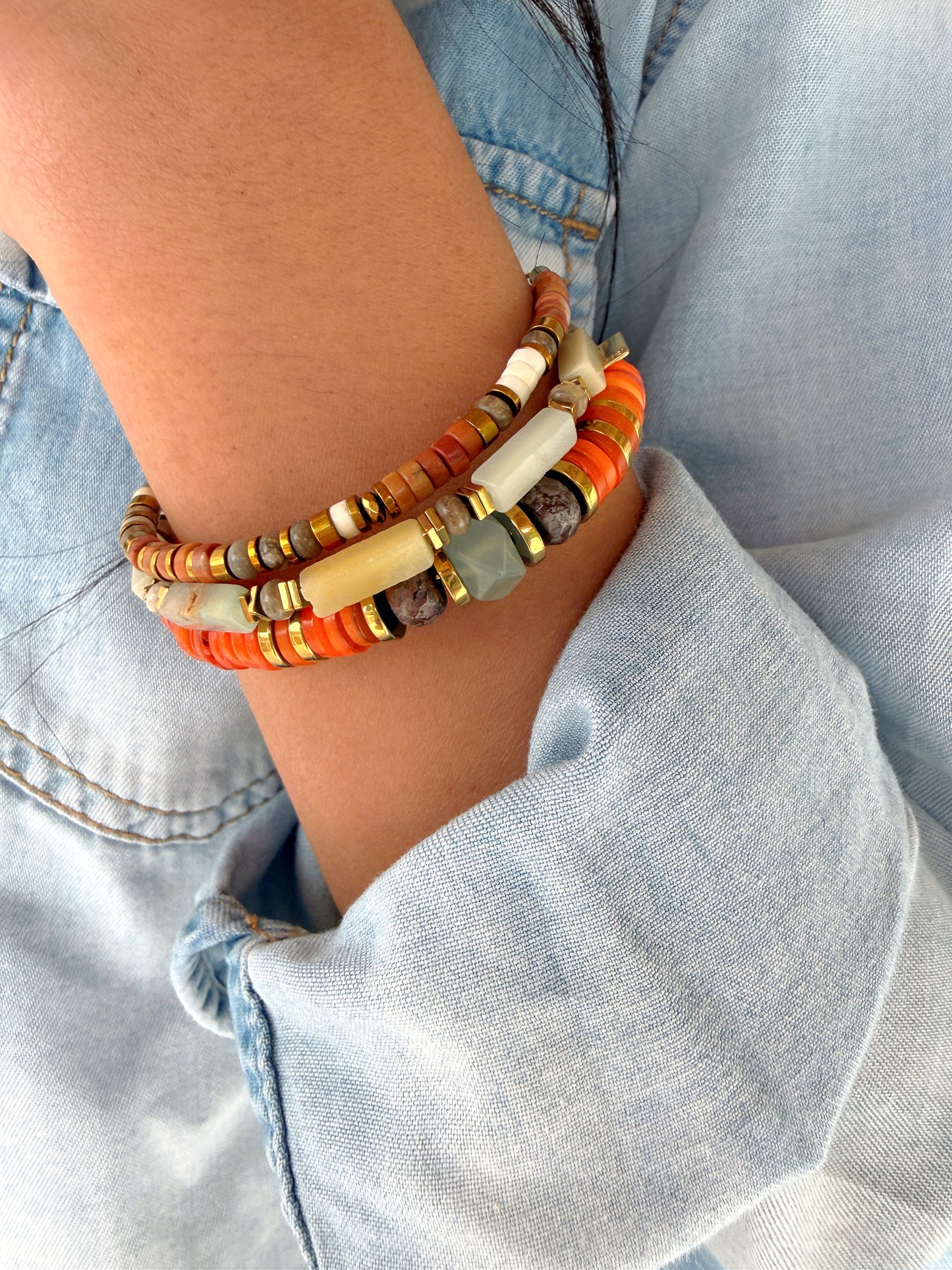 LOOK - TOINON Zeste, TESSA Amazonite, SUZANNE Rhodonite caramel