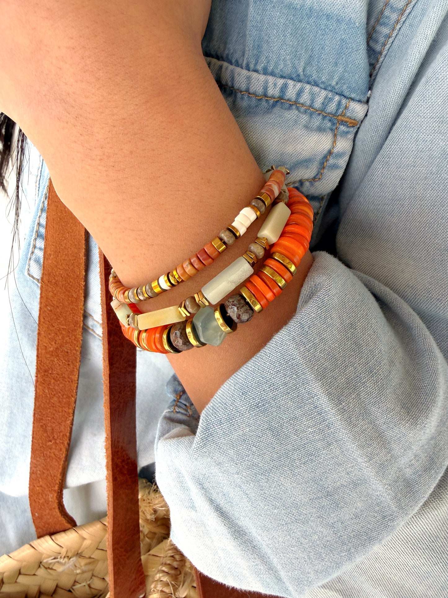 LOOK - TOINON Zeste, TESSA Amazonite, SUZANNE Rhodonite caramel