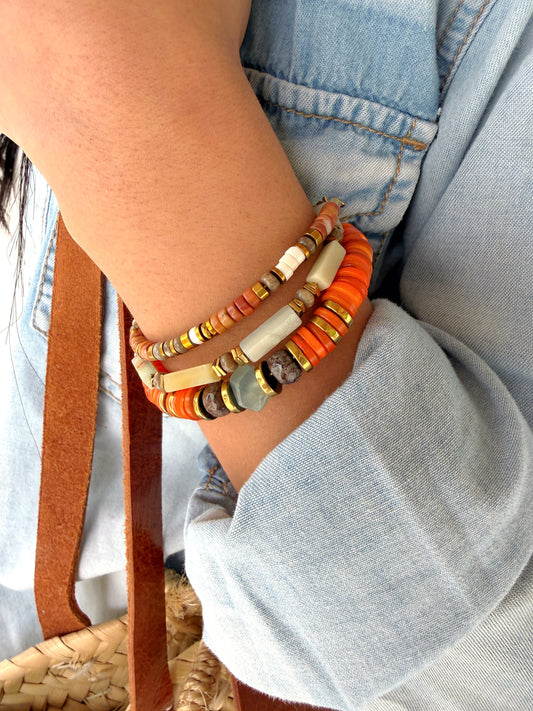 LOOK - TOINON Zeste, TESSA Amazonite, SUZANNE Rhodonite caramel