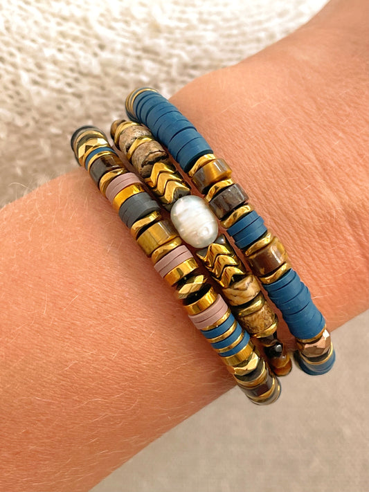 Bracelet LUNA - oeil de tigre cobalt