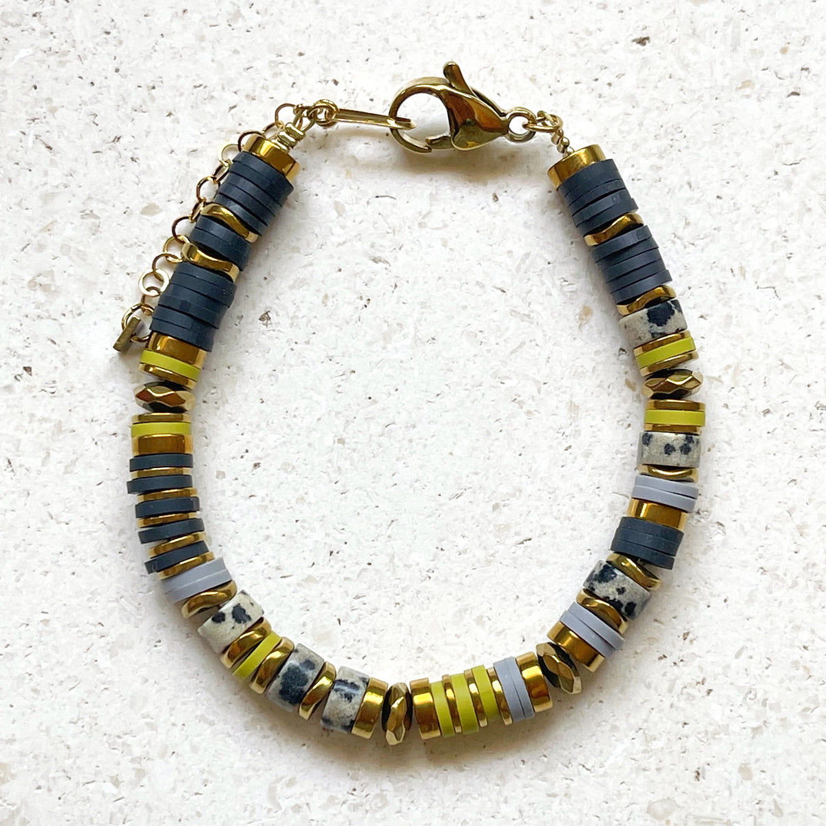 Bracelet LUNA - jaspe dalmatien olive