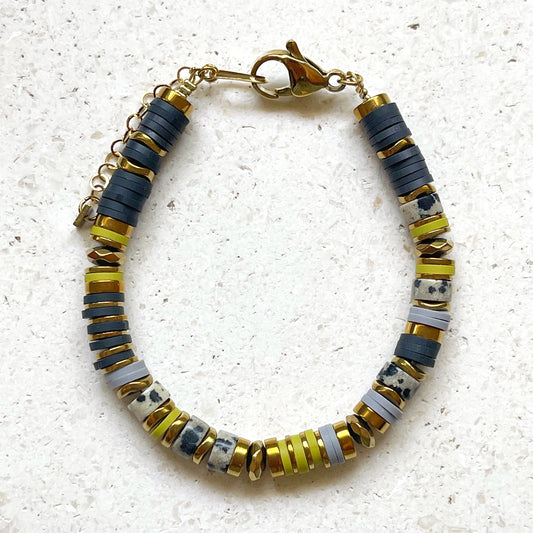 Bracelet LUNA - jaspe dalmatien olive